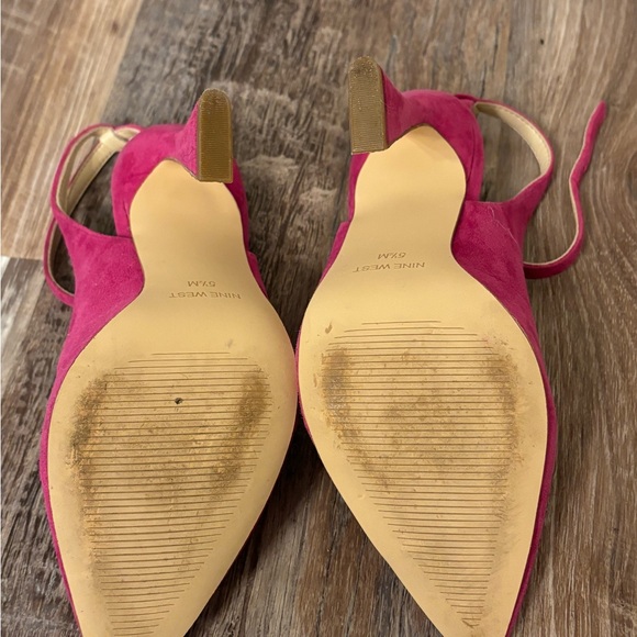 Fuscia pink suede sling back heels Nine West 5.5 - Picture 4 of 7